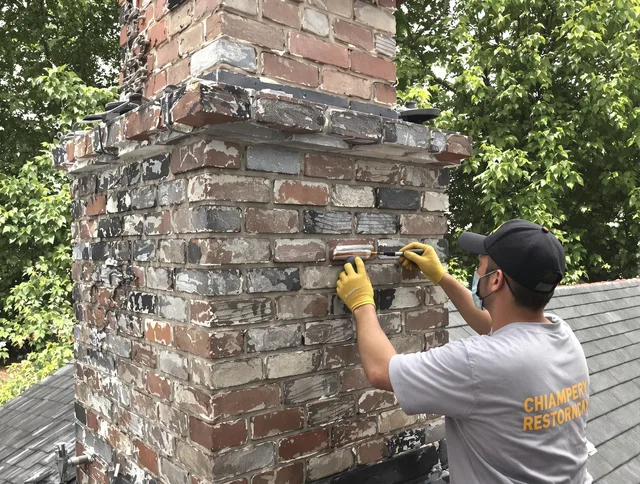 In-progress chimney restoration by Valley Falls Chimney Sweep in Valley Falls, RI