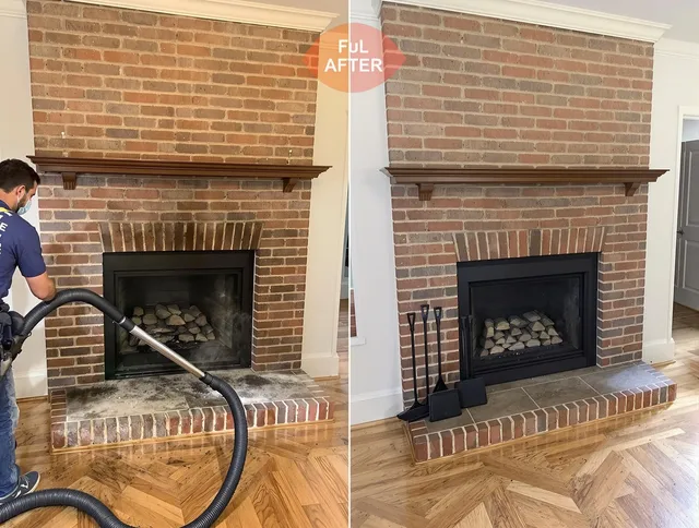 Valley Falls Chimney Sweep carefully sanitizing a fireplace in Valley Falls, RI