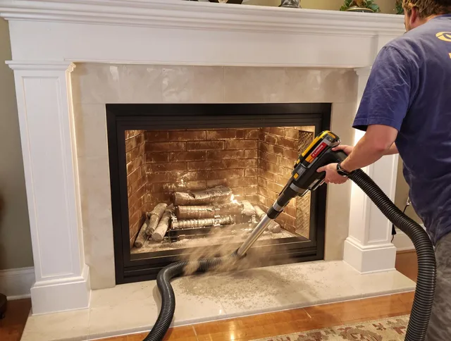 Fireplace cleaning performed by Valley Falls Chimney Sweep in Valley Falls, RI