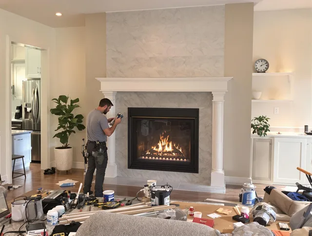 Newly installed fireplace by Valley Falls Chimney Sweep in Valley Falls, RI